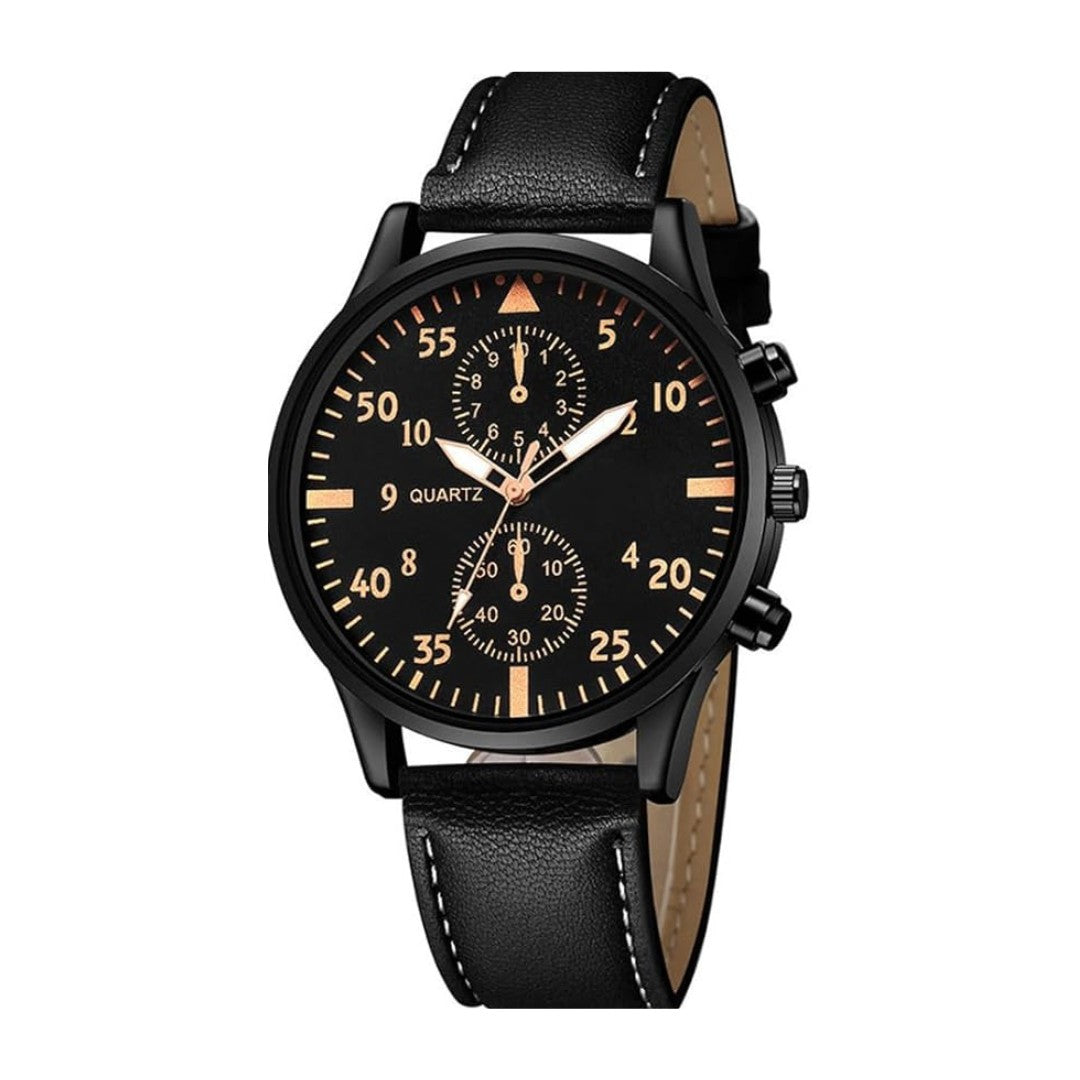 Arden Pilot Chrono Classic Black Leather Wristwatch