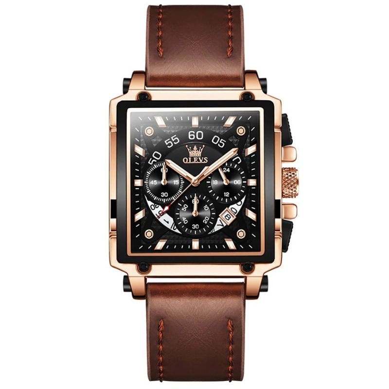 Marcellus Square Chrono Contemporary Leather Wristwatch