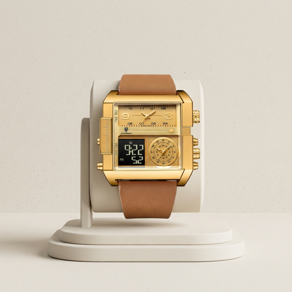 Phoenix Dual-Time Luxe Multifunction Digital-Analog Watch