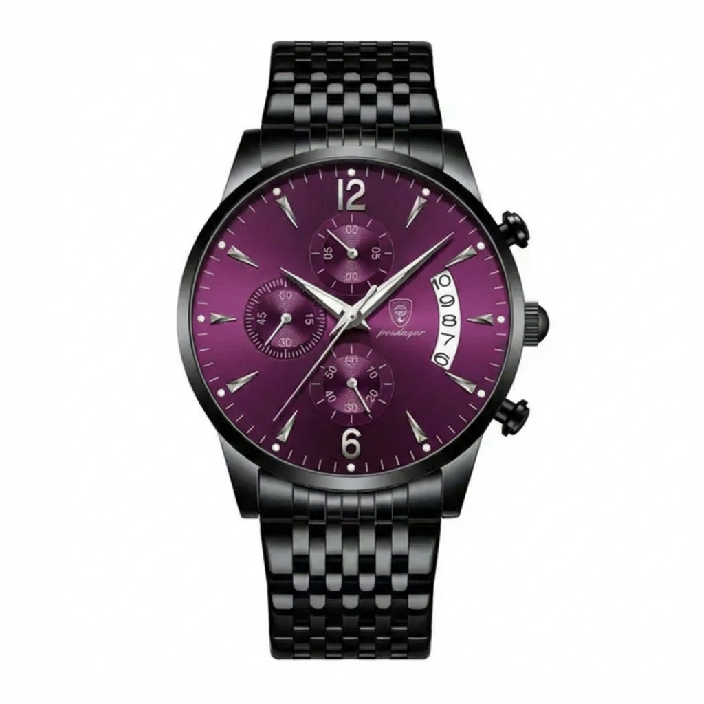 AGR Obsidian Royale Purple Dial Stainless Steel Watch