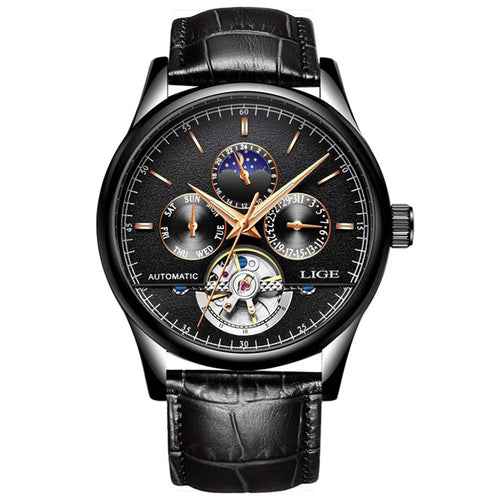 Alastair Tourbillon Classic automatic leather watch